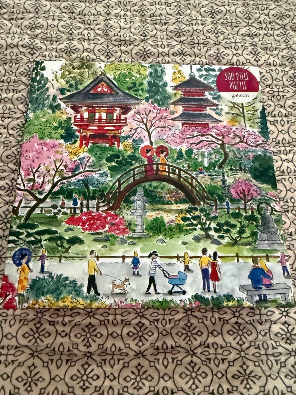 Galison Japanese Tea Garden 300-Piece Puzzle Wall Art - Pink & Green